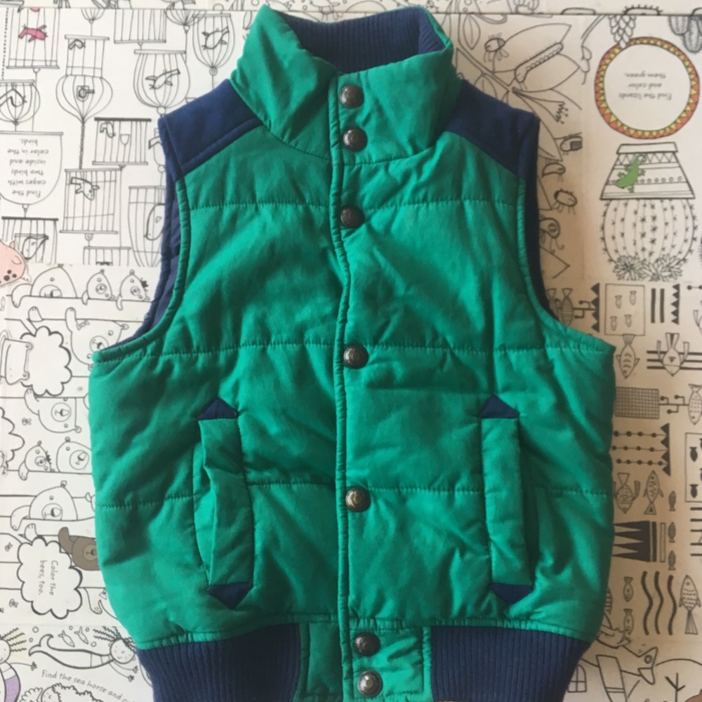 Jacadi Paris | Nice green/navy Puffer vest | 4T
